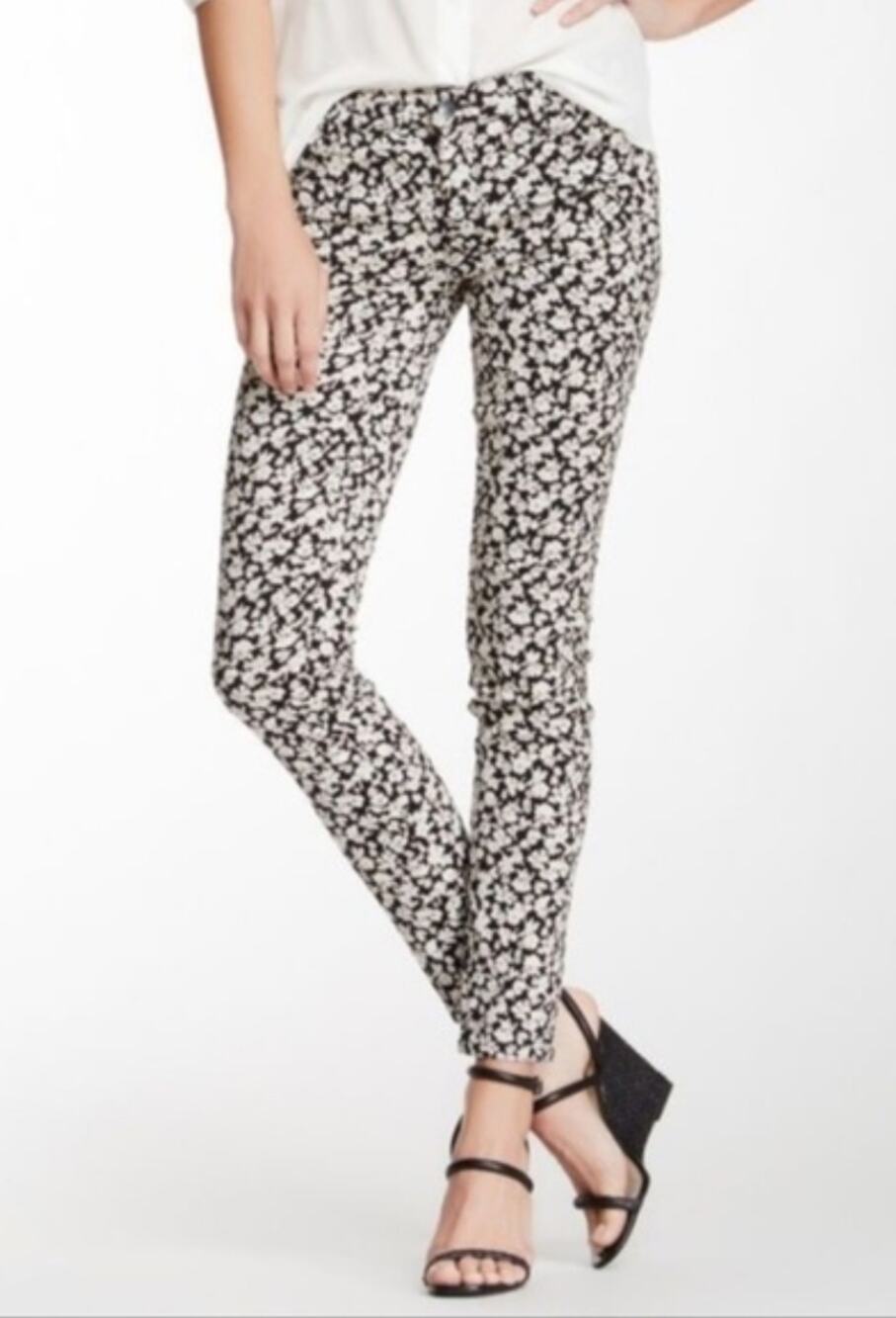 Genetic Denim Shane textured jacquard floral print skinny jeans 28